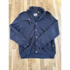 Hugo Boss Orange Sweater Jacket Mens Button Front Shawl Collar Heavy Knit.